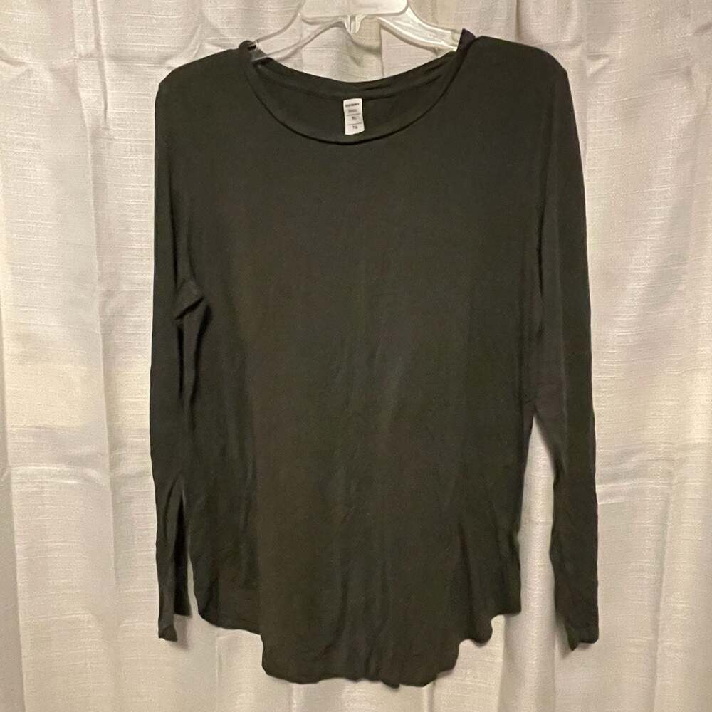 Old Navy Luxe Long Sleeve Crew Neck Tunic Top Olive Green